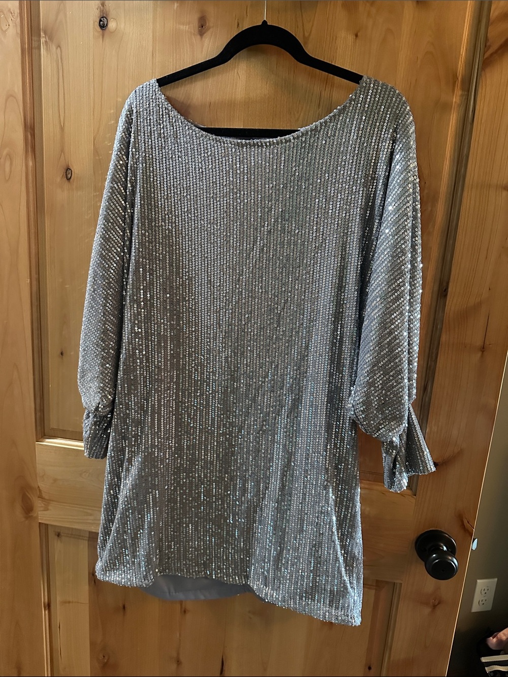 Silver Sequin Shift Tunic Dress